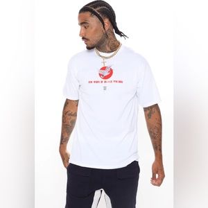 Streetwear Graphic T shirt white and red Fashion Nova Flying Crane